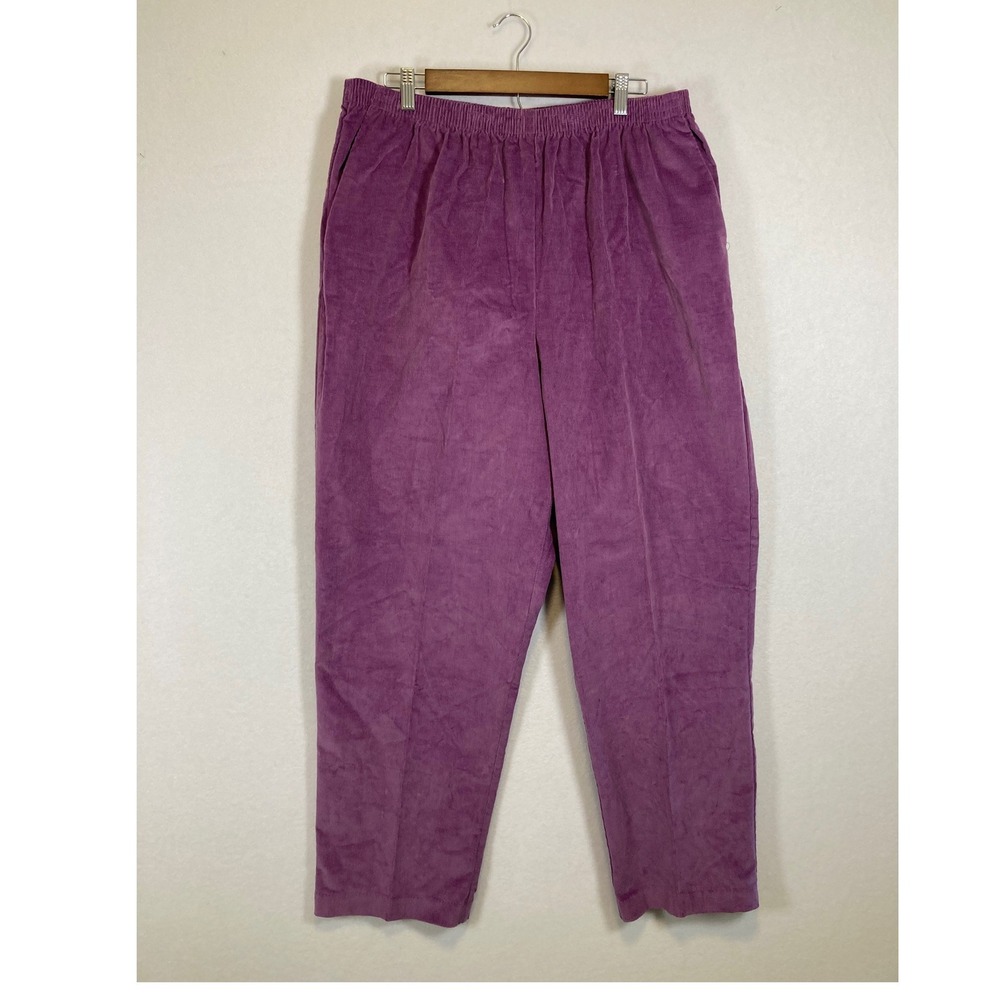 Retro Alfred Dunner Women 20 NWT Purple Corduroy Elastic Waist Stretch Pants‎